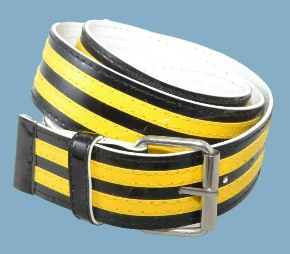 Black and Yellow Striped Vinyl Fashion or Cosplay Belt